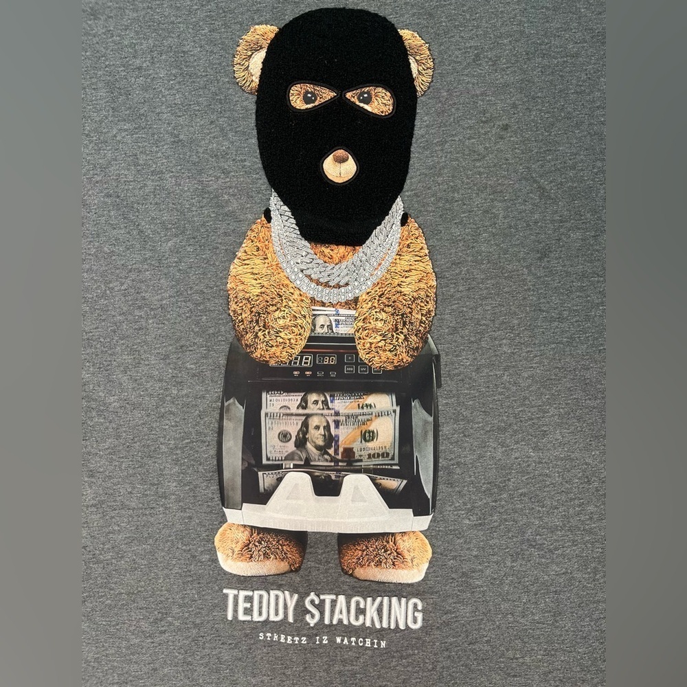 Gray Graphic T-Shirt with Teddy Design - Picture 2 of 3